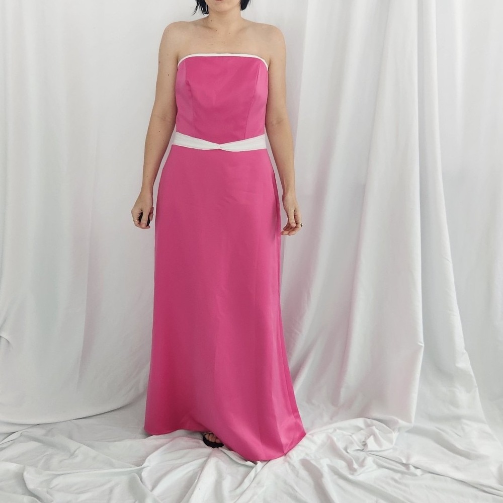 Y2K Pink‎ and White Strapless Dress